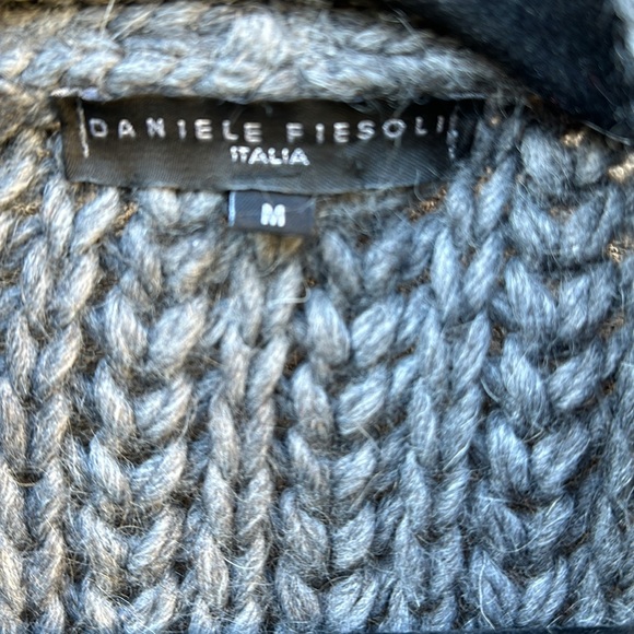 Daniele Fiesoli 🔥 Italy Chunky Knit Cardigan Sweater Gray Sz M Wool Alpaca - Picture 4 of 9